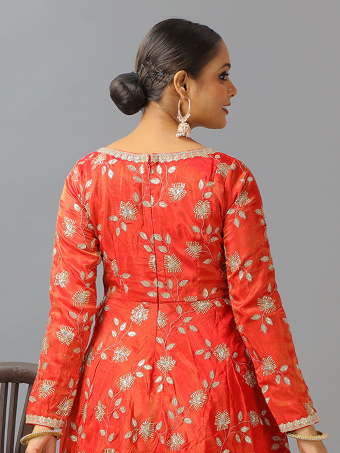 Bollywood Vogue Ready To Wear Red Dual Tone Viscose Embroidered Anarkali Suit - Look Shot