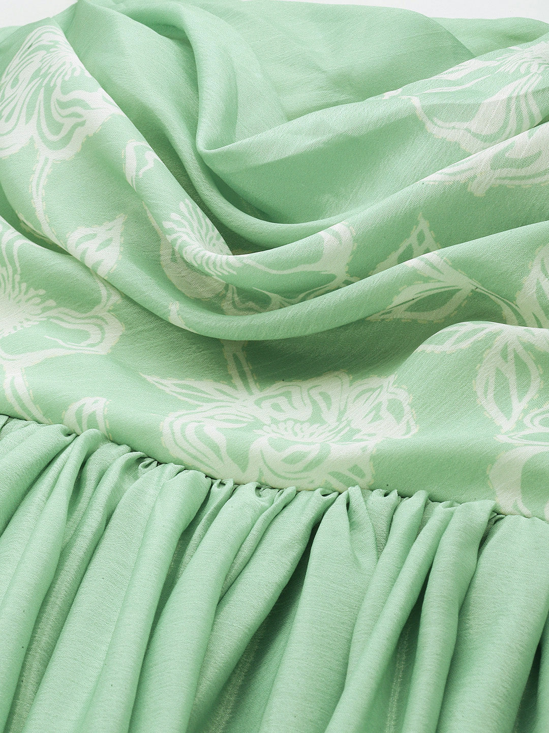 Bollywood Vogue Ready To Wear Green Digital Printed Chinon Gown - Additional View 1