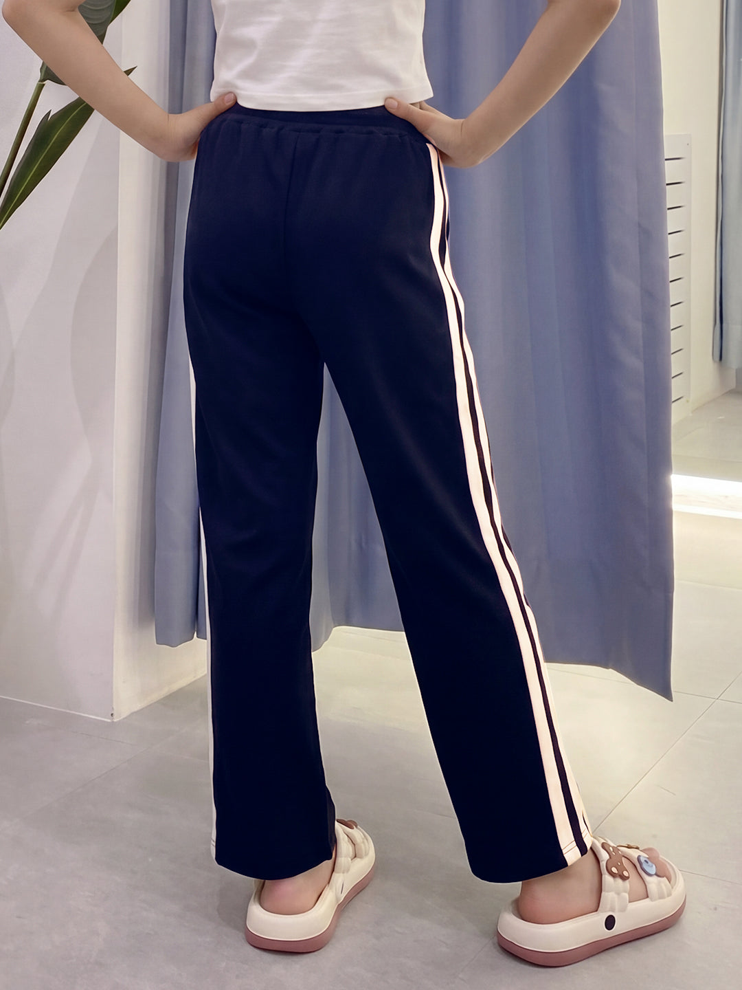 Lil Tomatoes Girls Cotton Looper Trackpant - Navy Blue
