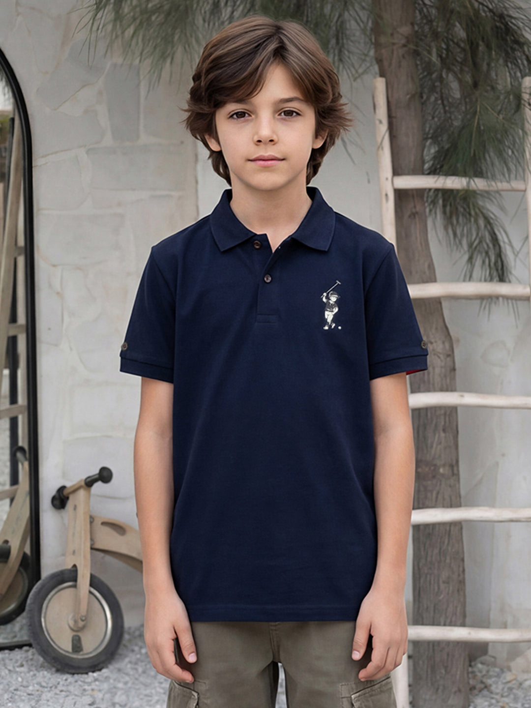 Lil Tomatoes Boys Sports Polo T-Shirt - Navy Blue