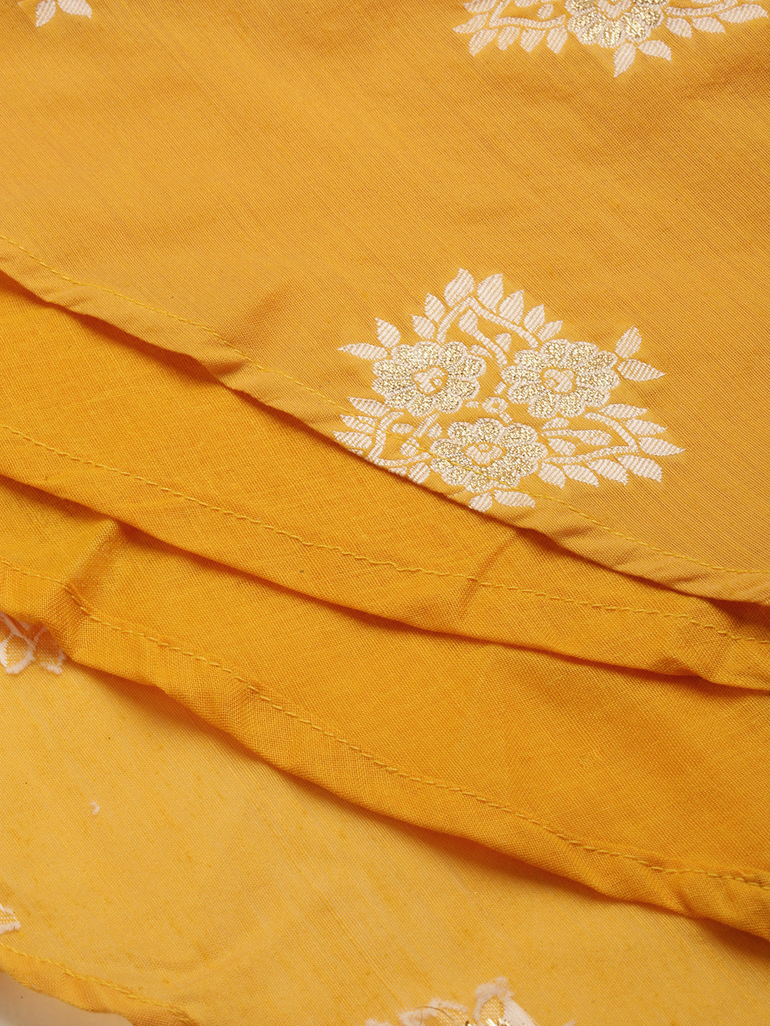 Bollywood Vogue Ready To Wear Mustard Art Silk Ruffled Dress - Look Shot