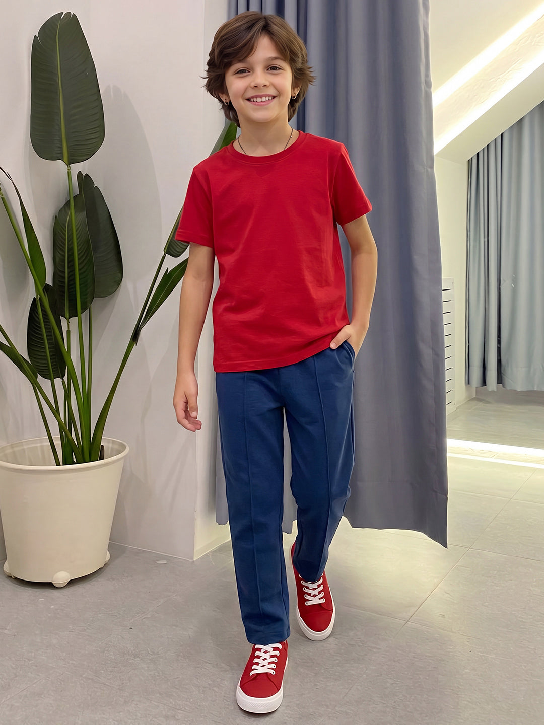 Lil Tomatoes Boys Cotton Looper Trackpant - Blue