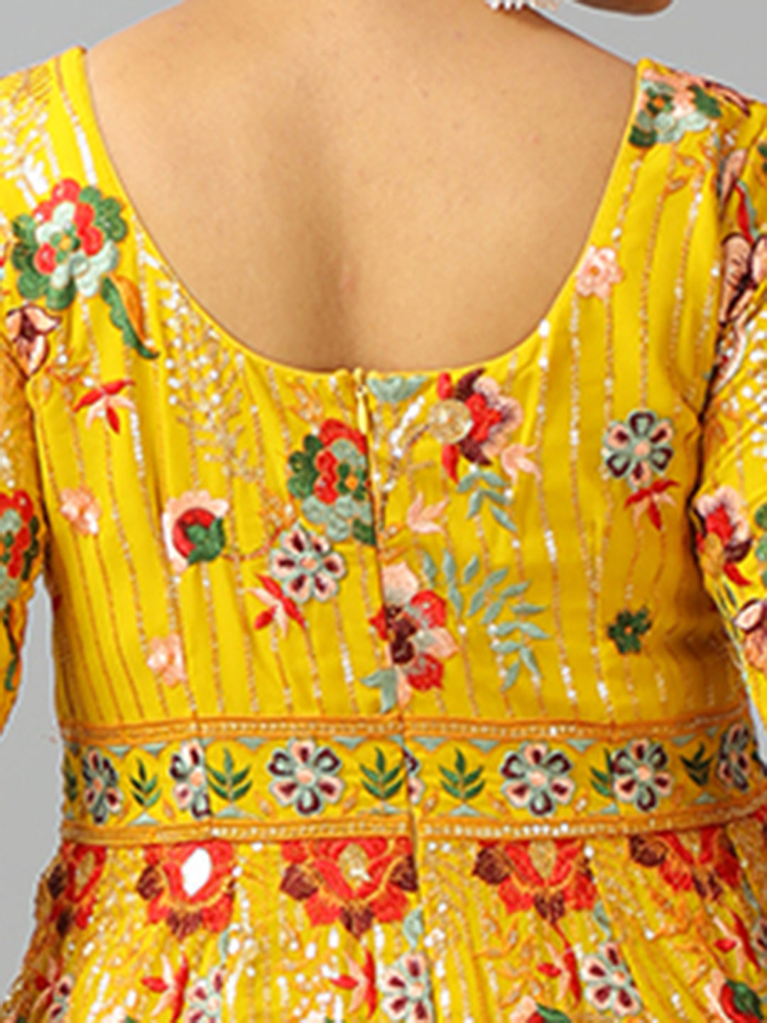 Bollywood Vogue Ready To Wear Classic Top N Mustard Embroidered Anarkali Suit - Additional View 2