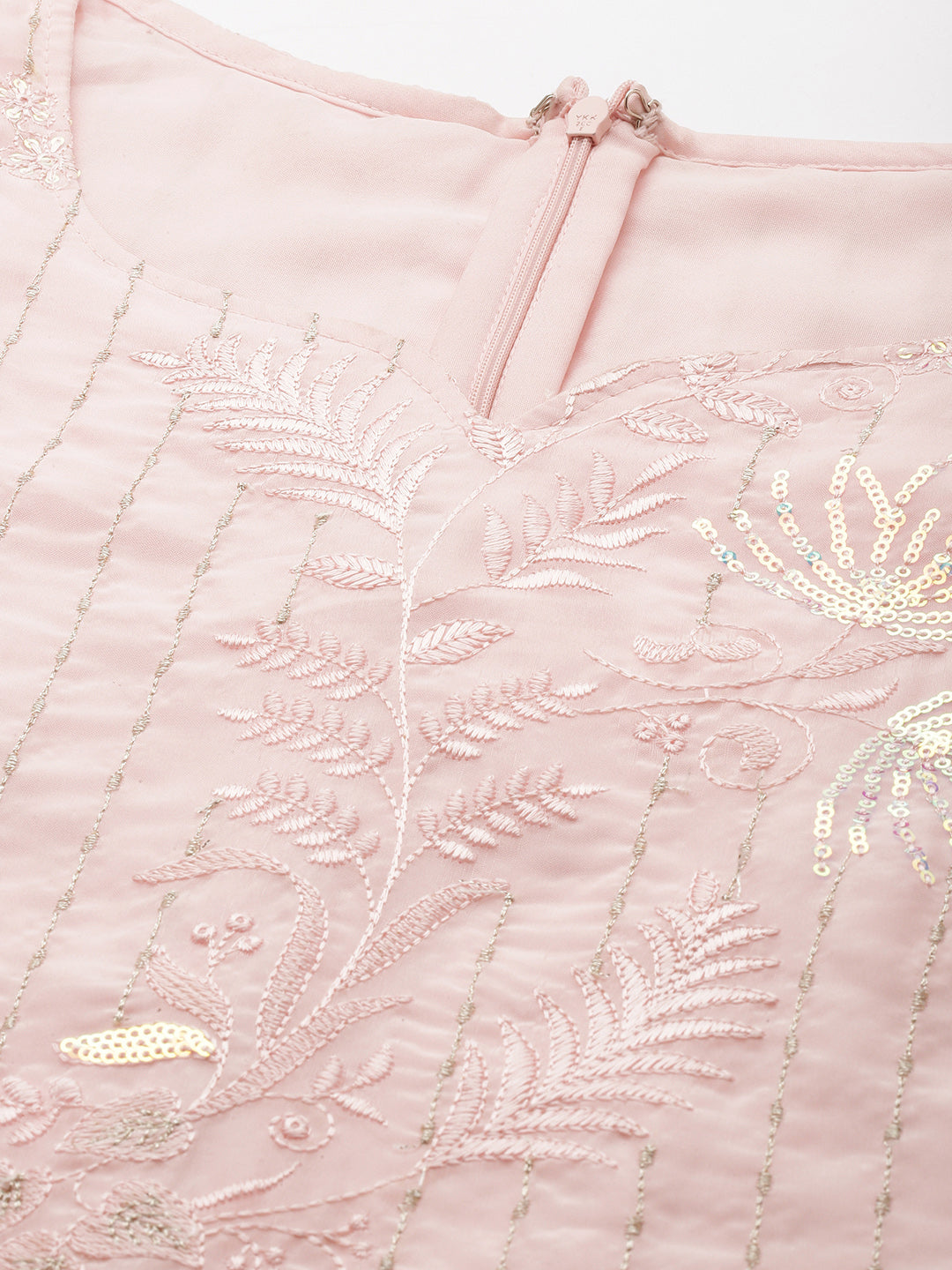 Bollywood Vogue Ready To Wear Pink Georgette Embroidered Wide Leg Pant Suit - Additional View 2