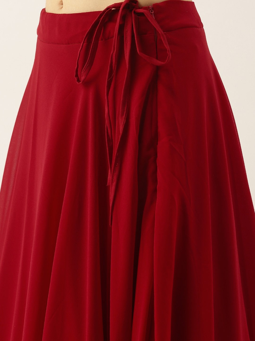 Bollywood Vogue Ready To Wear Maroon Georgette Embroidered Boat Neck Lehenga - Look Shot