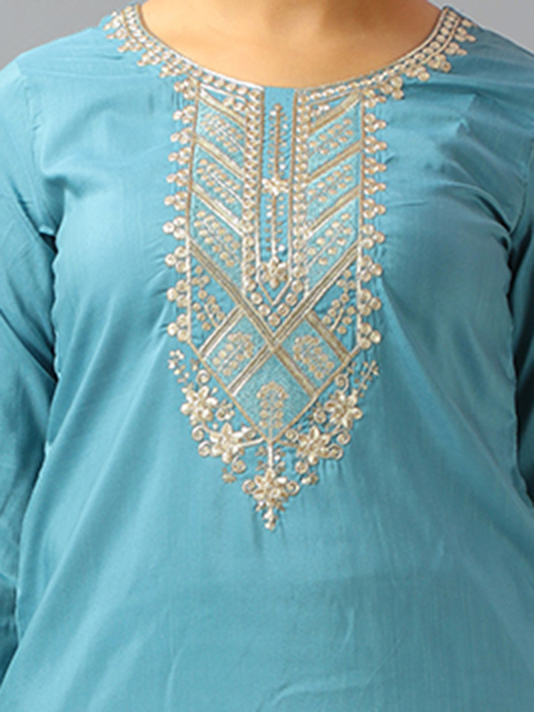 Bollywood Vogue Ready To Wear Blue Art Silk Embroidered Straight Pant Suit - Additional View 2