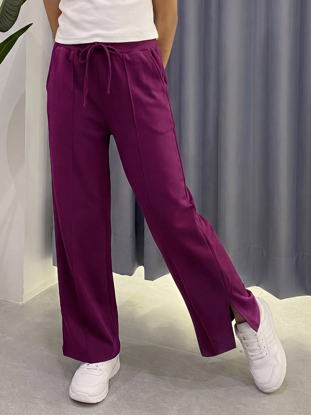 Lil Tomatoes Girls Cotton Looper Trackpant - Wine