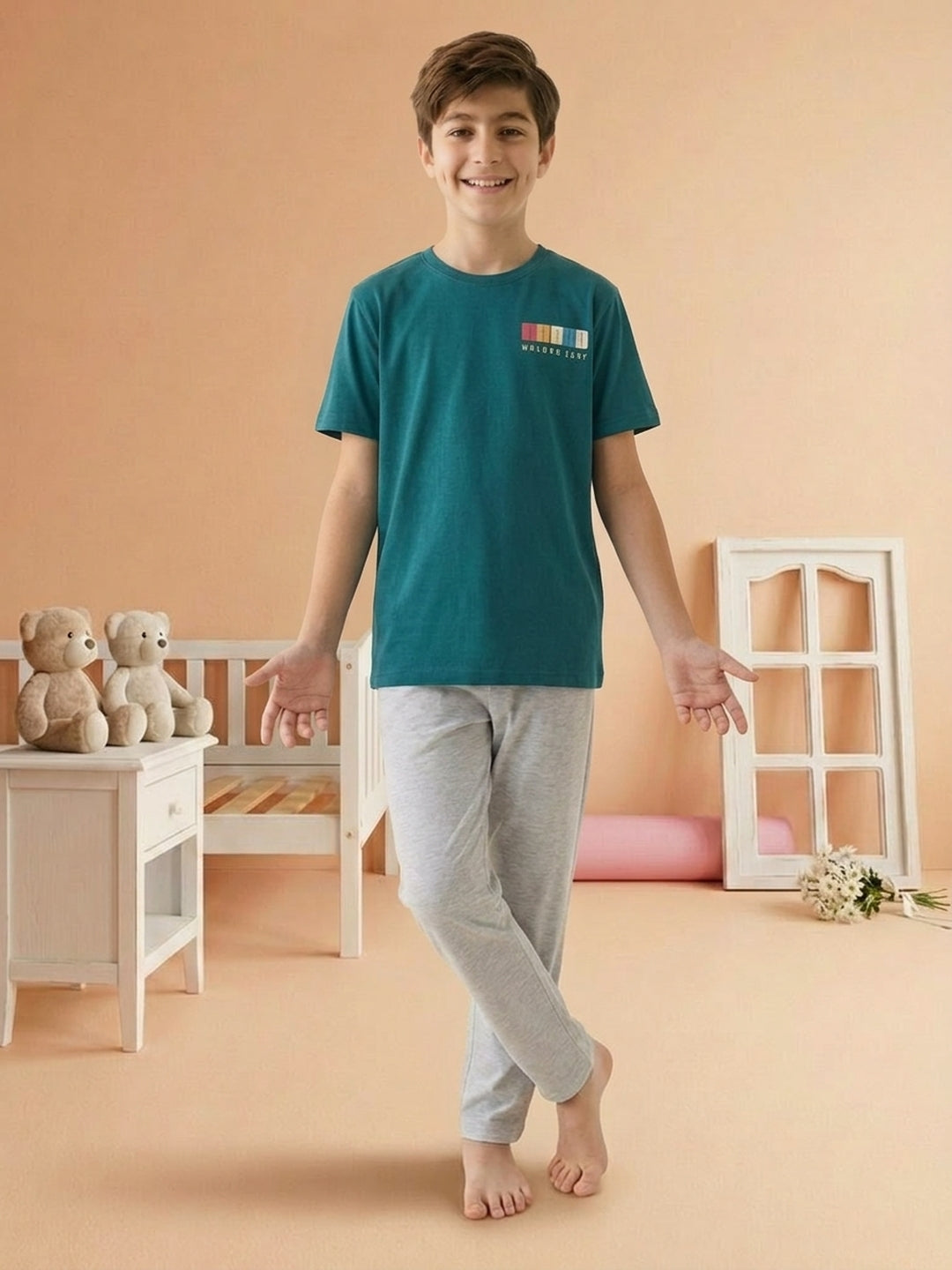 Lil Tomatoes Boys Cotton Night Suits - Teal