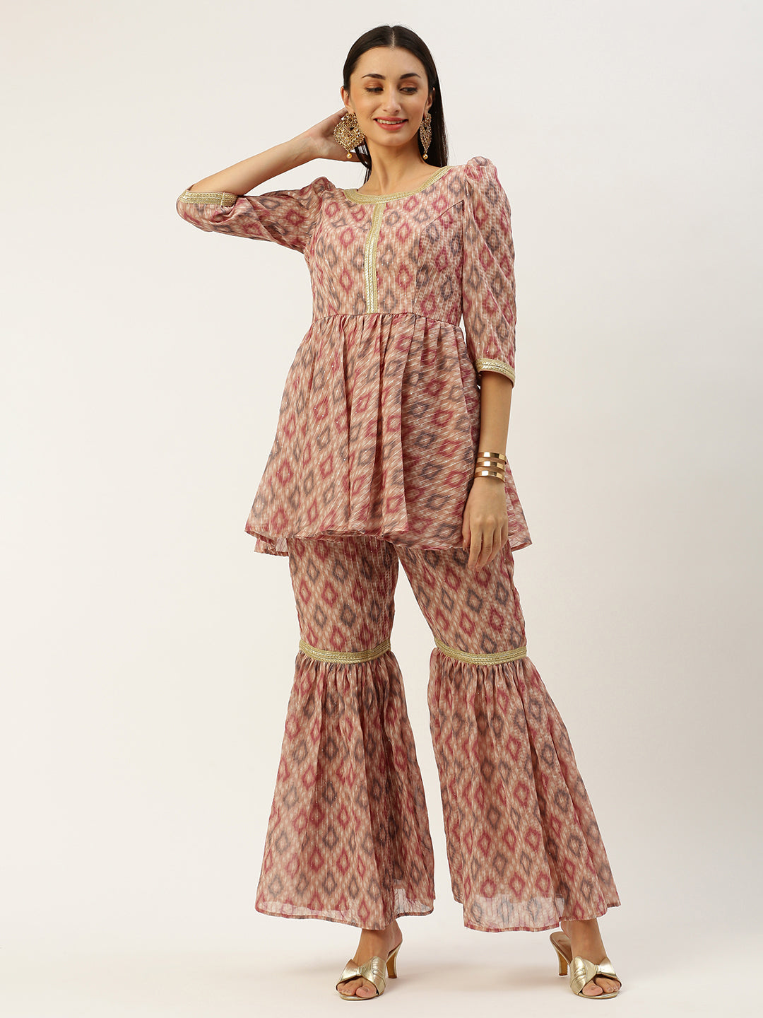 Bollywood Vogue Ready To Wear Multicolored Digital Printed Georgette Co Ords Set - Front View
