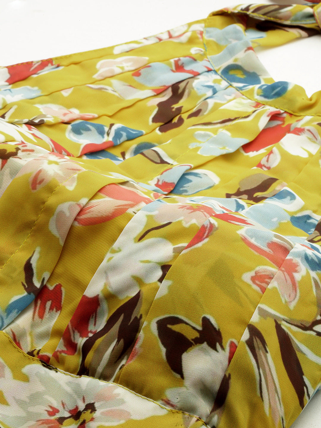 Bollywood Vogue Ready To Wear Yellow Printed Halter Neck Georgette - Additional View 1
