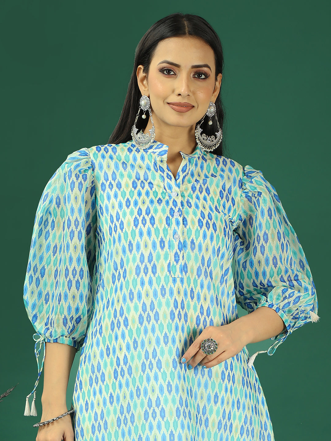 Bollywood Vogue Ready To Wear Multicolor Printed Cotton Kurta Straight Pant Set - Side View