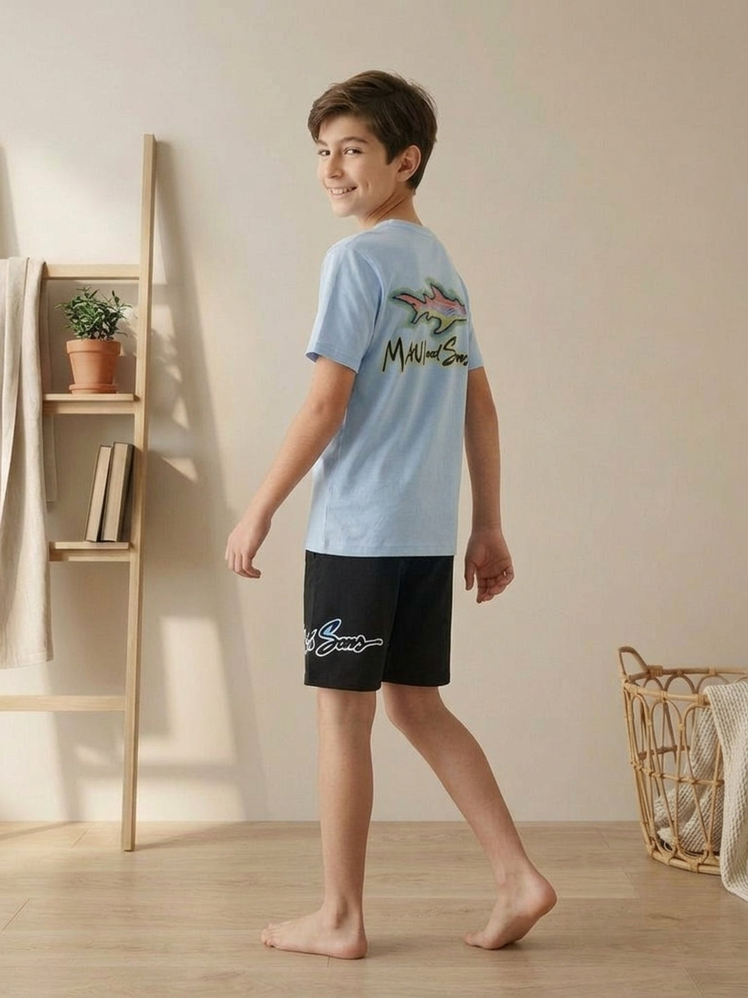 Lil Tomatoes Boys Cotton Night Suits - Ocean Blue