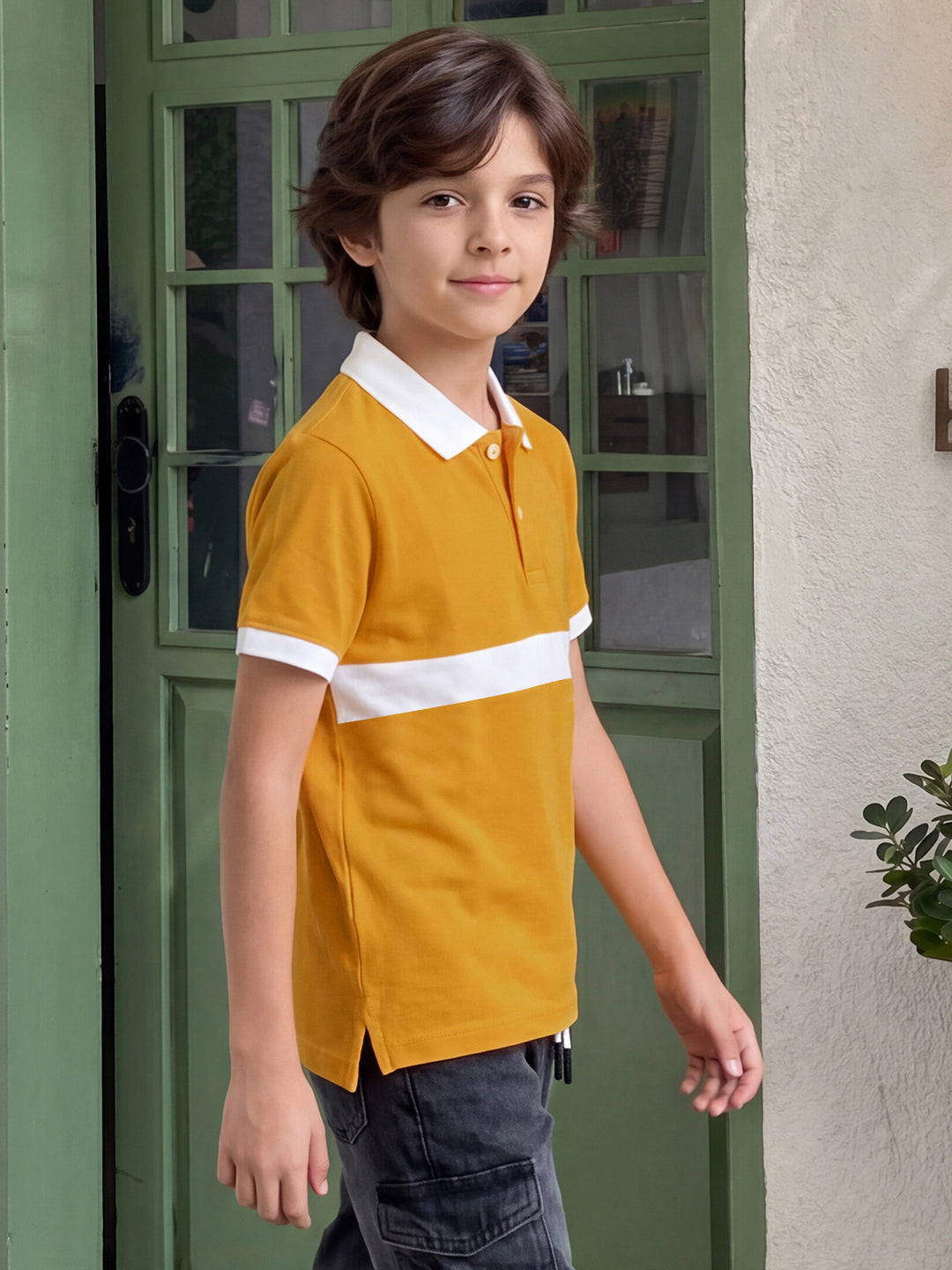 Lil Tomatoes Boys Cotton Pique Polo T-Shirt - Mustard