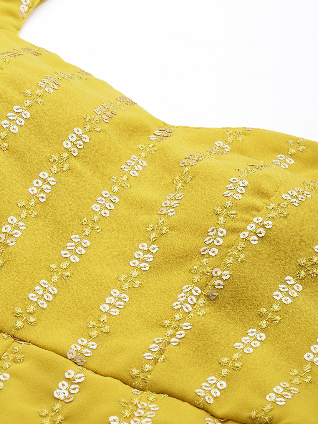 Bollywood Vogue Ready To Wear Mustard Sequins Embroidered Georgette Jumpsuit - Additional View 1