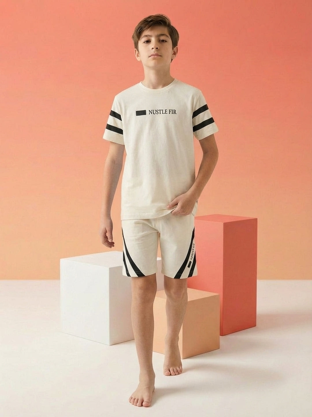 Lil Tomatoes Boys Cotton Night Suits - Cream