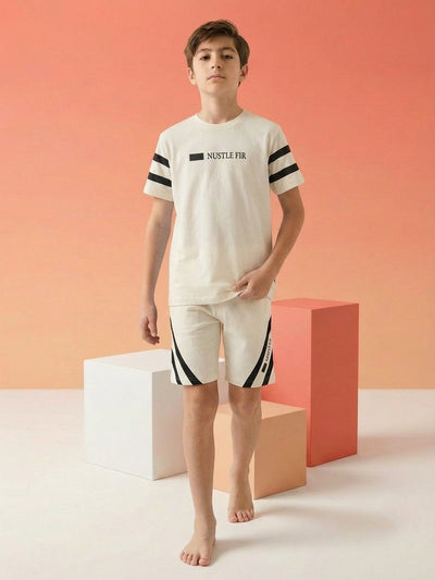 Lil Tomatoes Boys Cotton Night Suits - Cream
