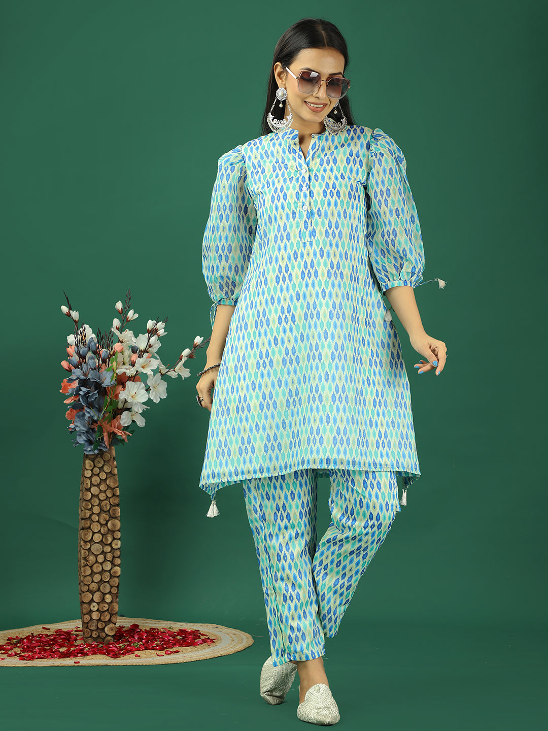 Bollywood Vogue Ready To Wear Multicolor Printed Cotton Kurta Straight Pant Set - Additional View 1