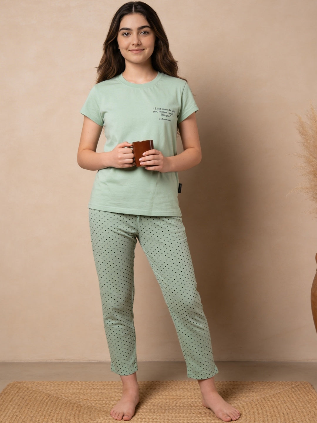 Lil Tomatoes Girls Cotton Night Suits - Light Green