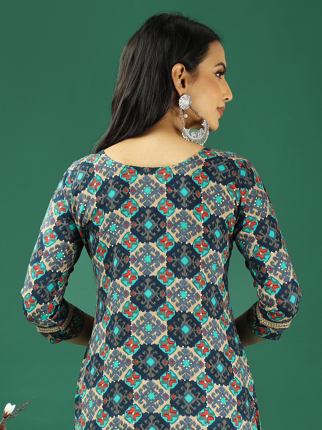 Bollywood Vogue Ready To Wear Multicolored Printed Viscose Kurta Set - Additional View 1