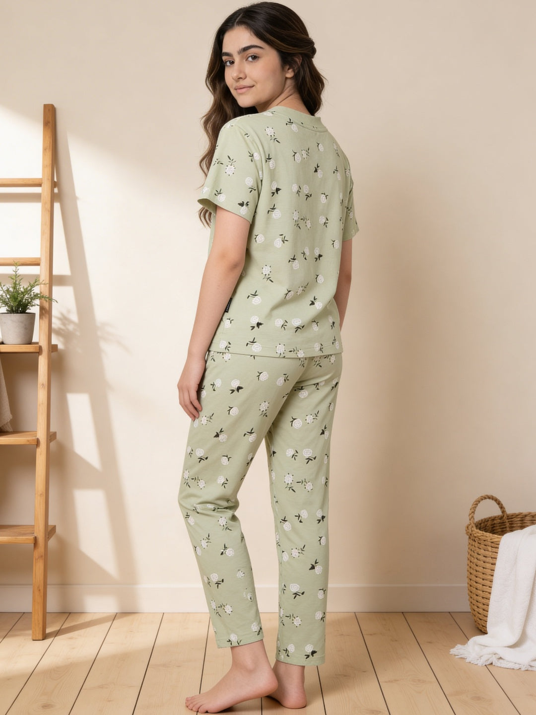 Lil Tomatoes Girls Cotton Night Suits - Oil Green