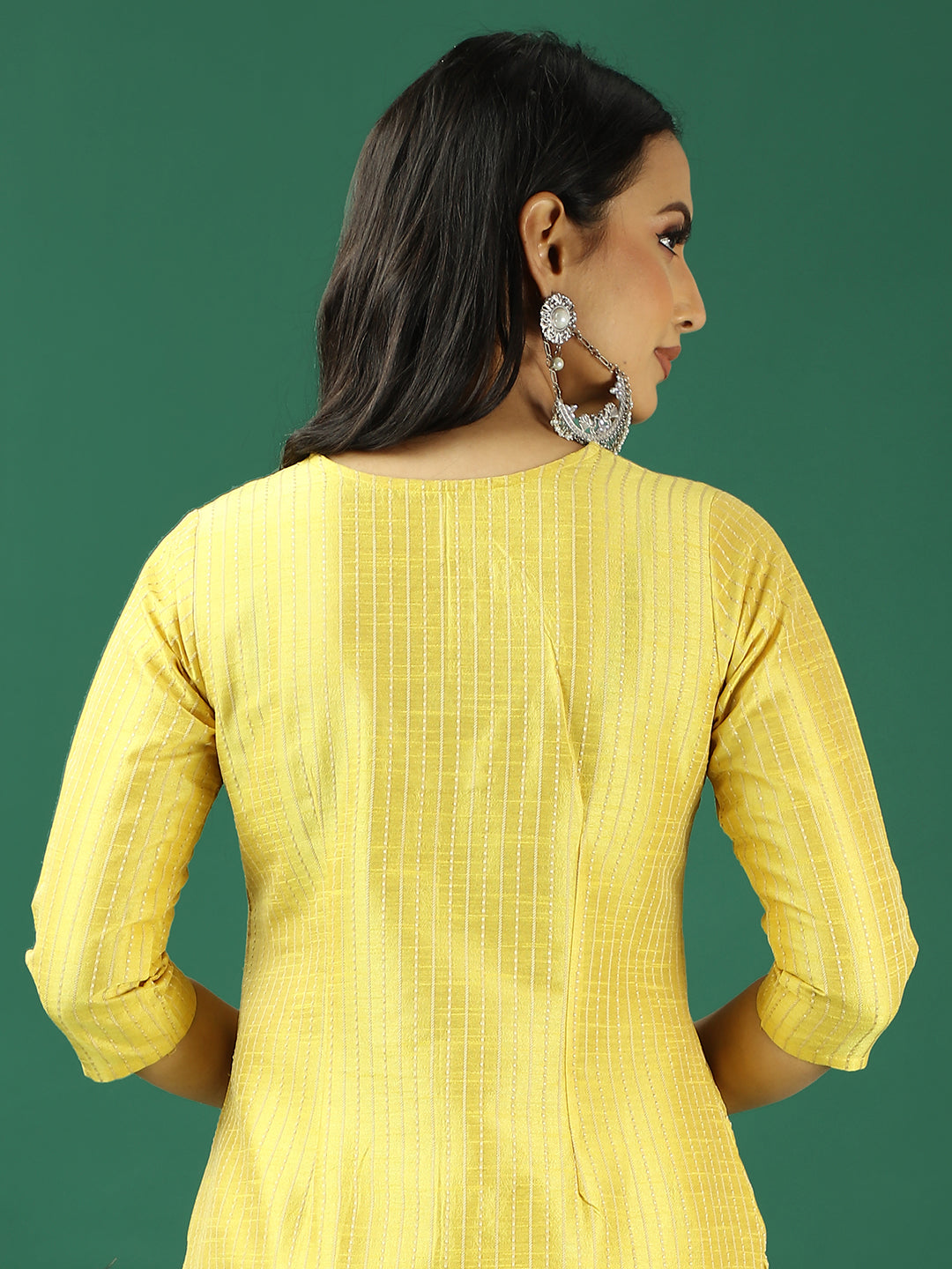 Bollywood Vogue Ready To Wear Yellow Art Silk Straight Pant Kurta Sets - Look Shot