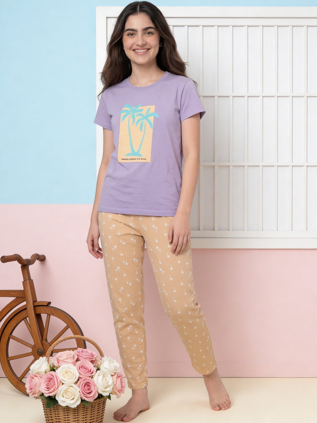 Lil Tomatoes Girls Cotton Night Suits - Purple