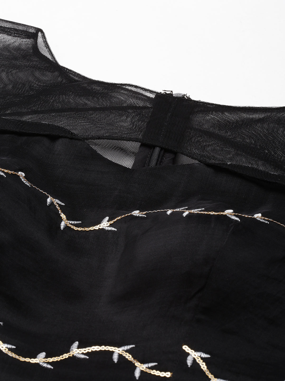Bollywood Vogue Ready To Wear Black Viscose Embroidered Anarkali Suit - Side View