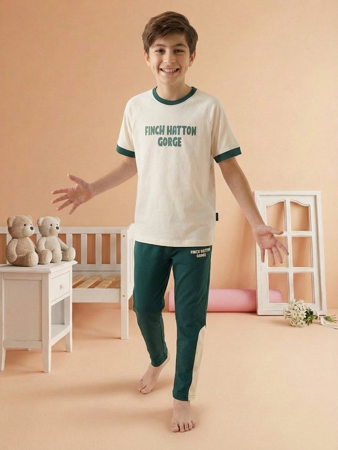 Lil Tomatoes Boys Cotton Night Suits - Cream