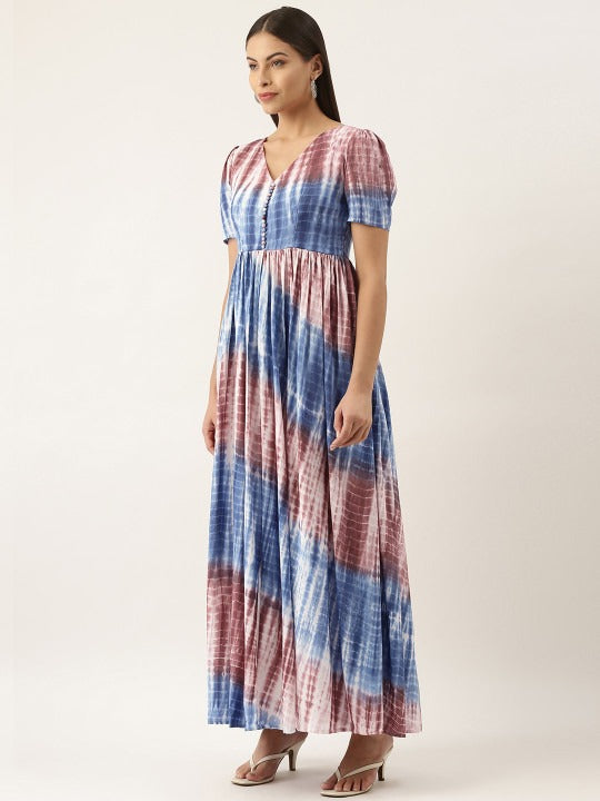 Bollywood Vogue Ready To Wear Multi Colour Modal Woven Dress - Front View