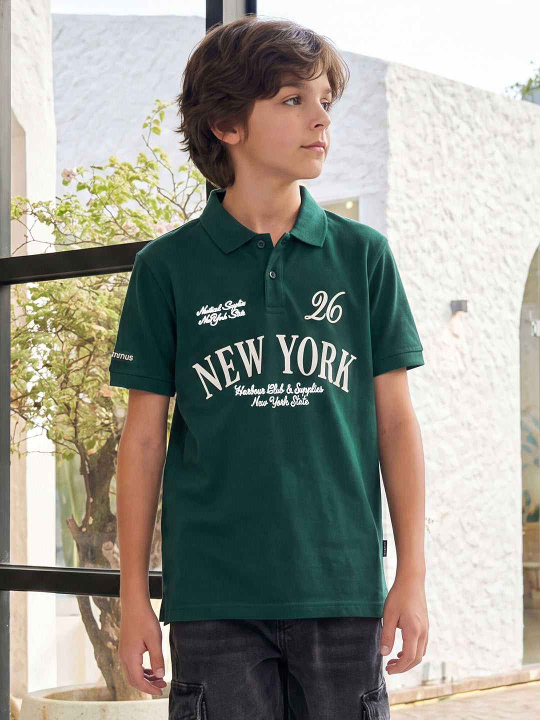 Lil Tomatoes Boys Cotton Pique Polo T-Shirt - Bottle Green