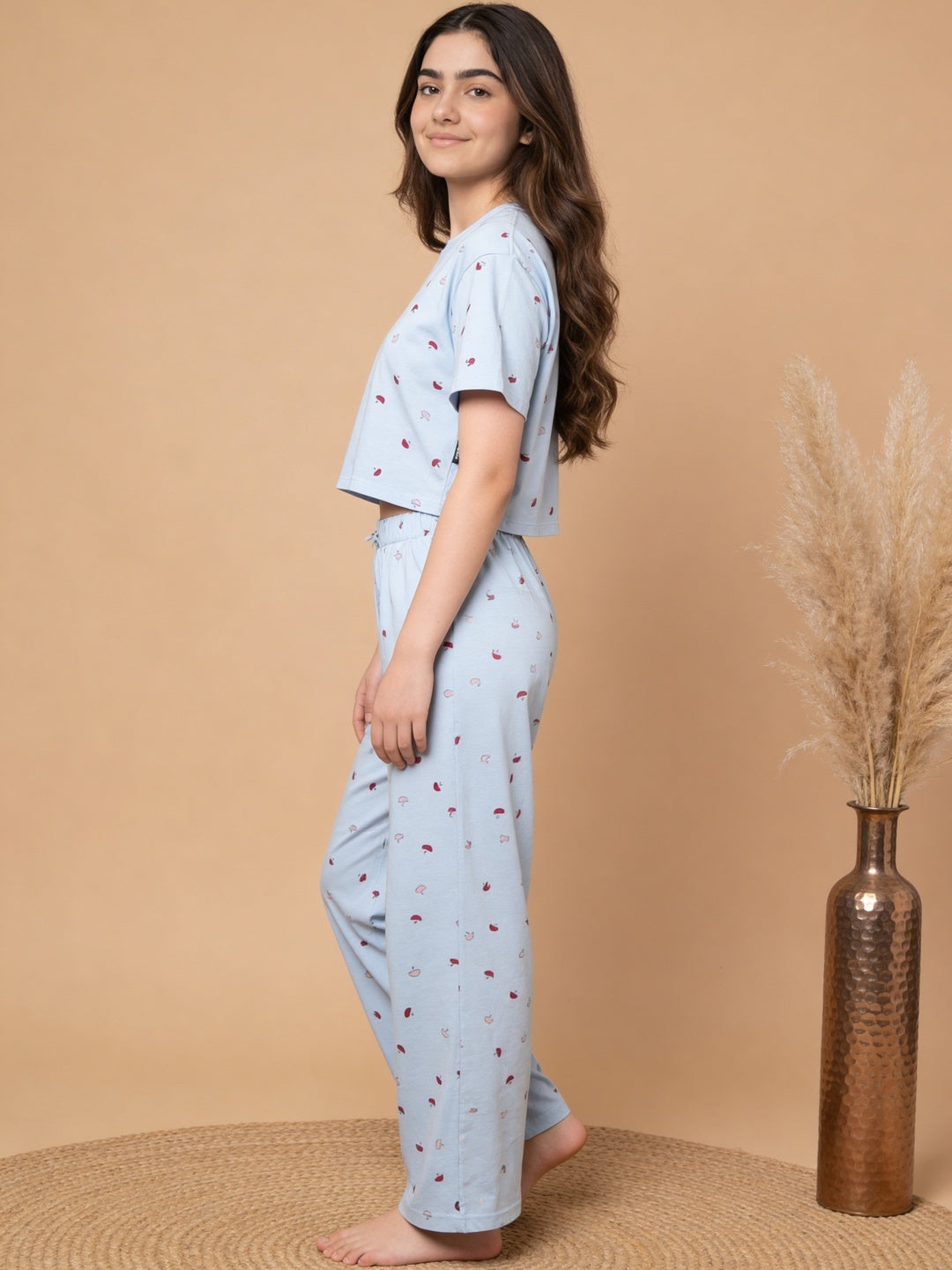 Lil Tomatoes Girls Cotton Night Suits - Powder Blue