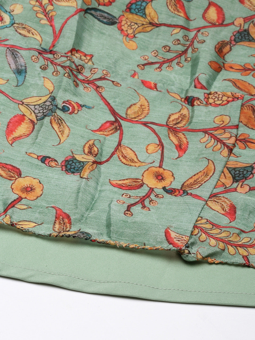 Bollywood Vogue Ready To Wear Green Chinon Printed Skirt Set - Detail View