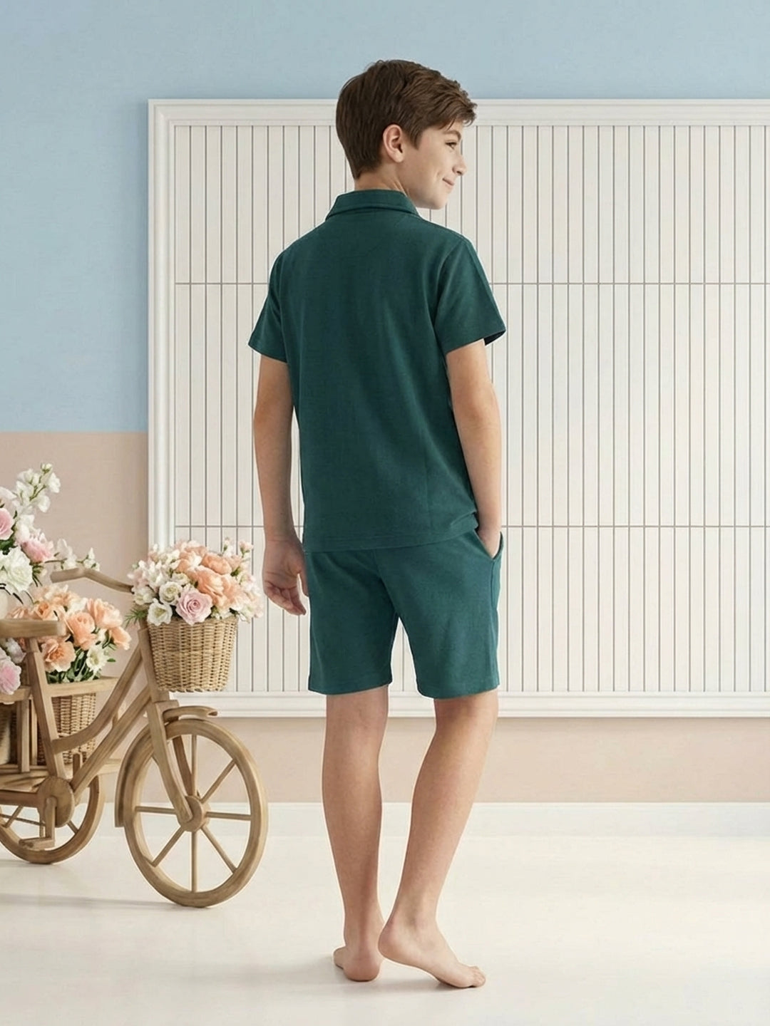 Lil Tomatoes Boys Cotton Night Suits - Bottle Green