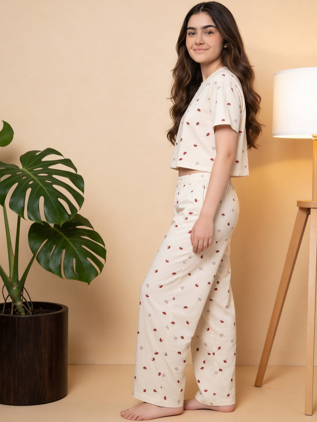 Lil Tomatoes Girls Cotton Night Suits - Cream