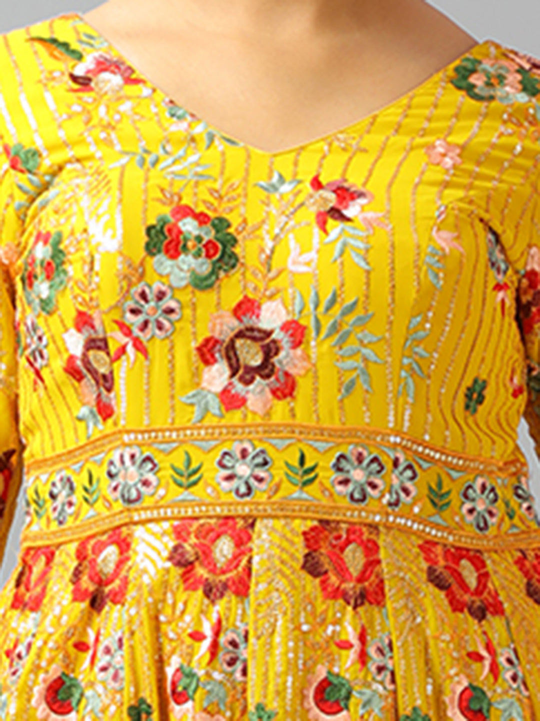 Bollywood Vogue Ready To Wear Classic Top N Mustard Embroidered Anarkali Suit - Additional View 1