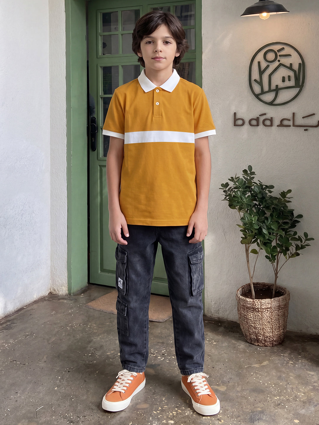 Lil Tomatoes Boys Cotton Pique Polo T-Shirt - Mustard
