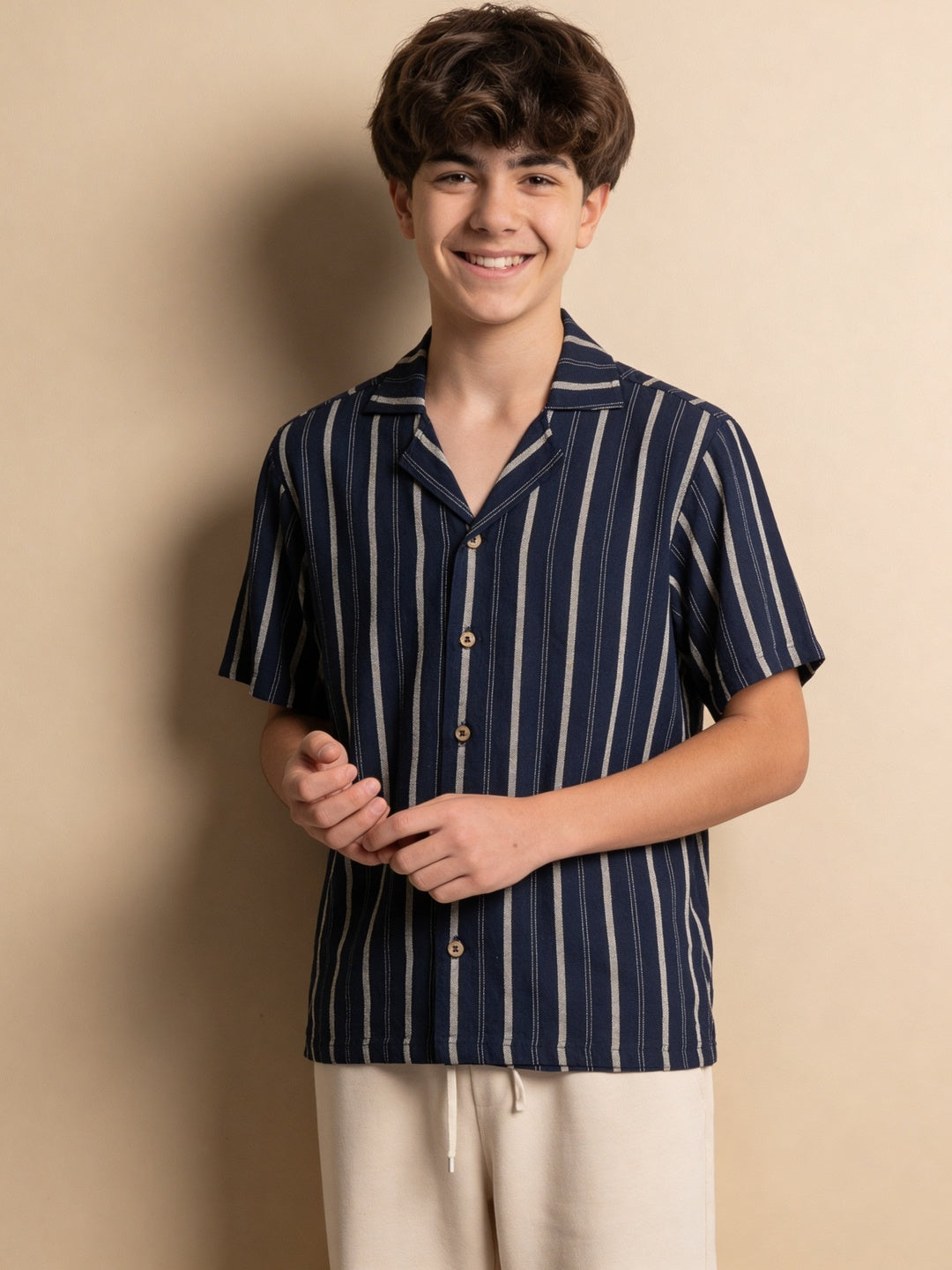 Lil Tomatoes Boys Cotton Shirt - Navy Blue