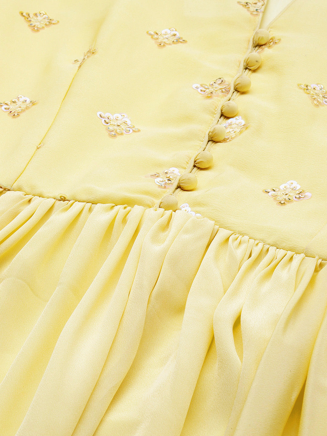 Bollywood Vogue Ready To Wear Yellow Embroidered Art Silk Gown - Additional View 1