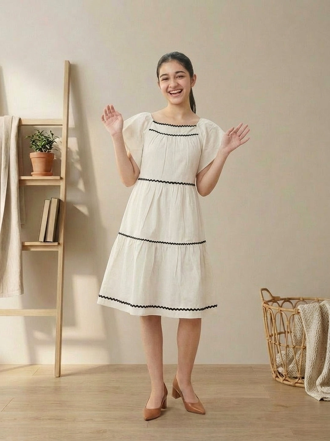 Lil Tomatoes Girls Cotton Dress - White