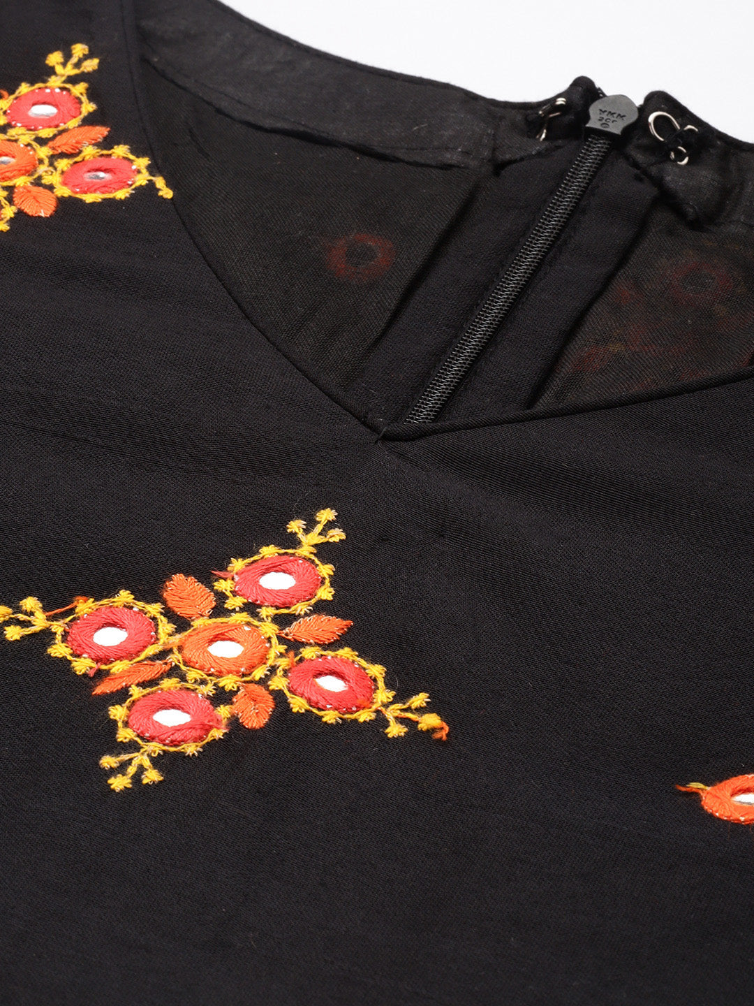 Bollywood Vogue Ready To Wear Black Embroidered Cotton Wide Leg Pant Suit - Additional View 1