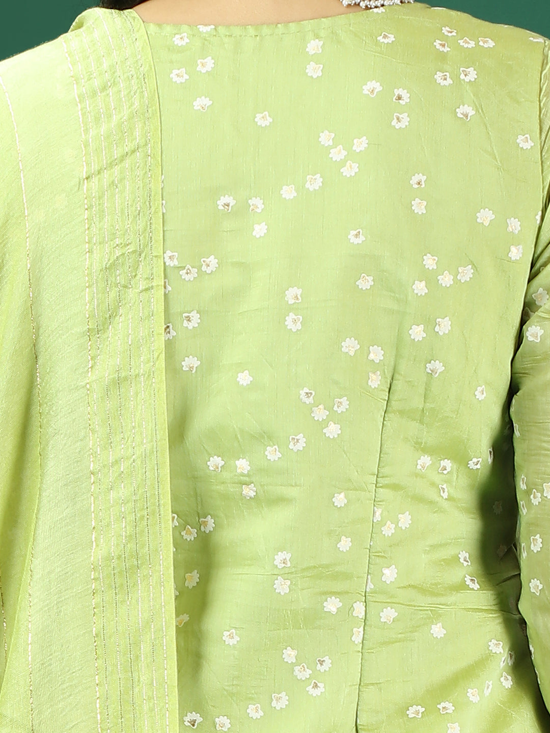Bollywood Vogue Ready To Wear Light Green Cotton Foil Printed Straight Pant Suit - Additional View 2