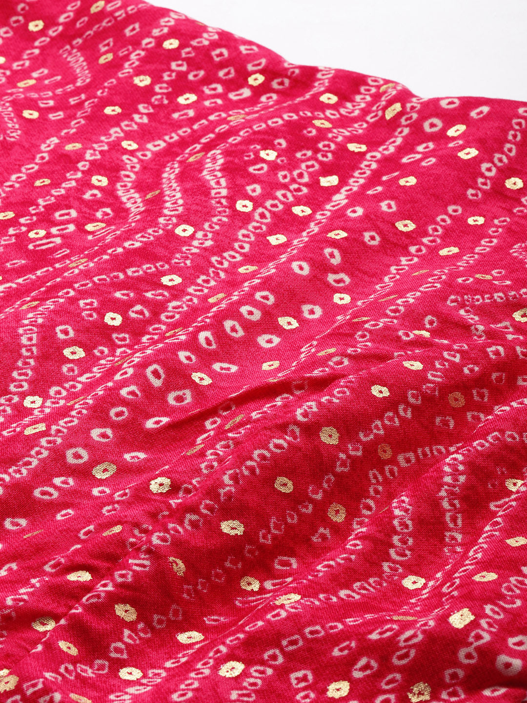 Bollywood Vogue Ready To Wear Pink Bandhani Printed Rayon Dress - Additional View 1