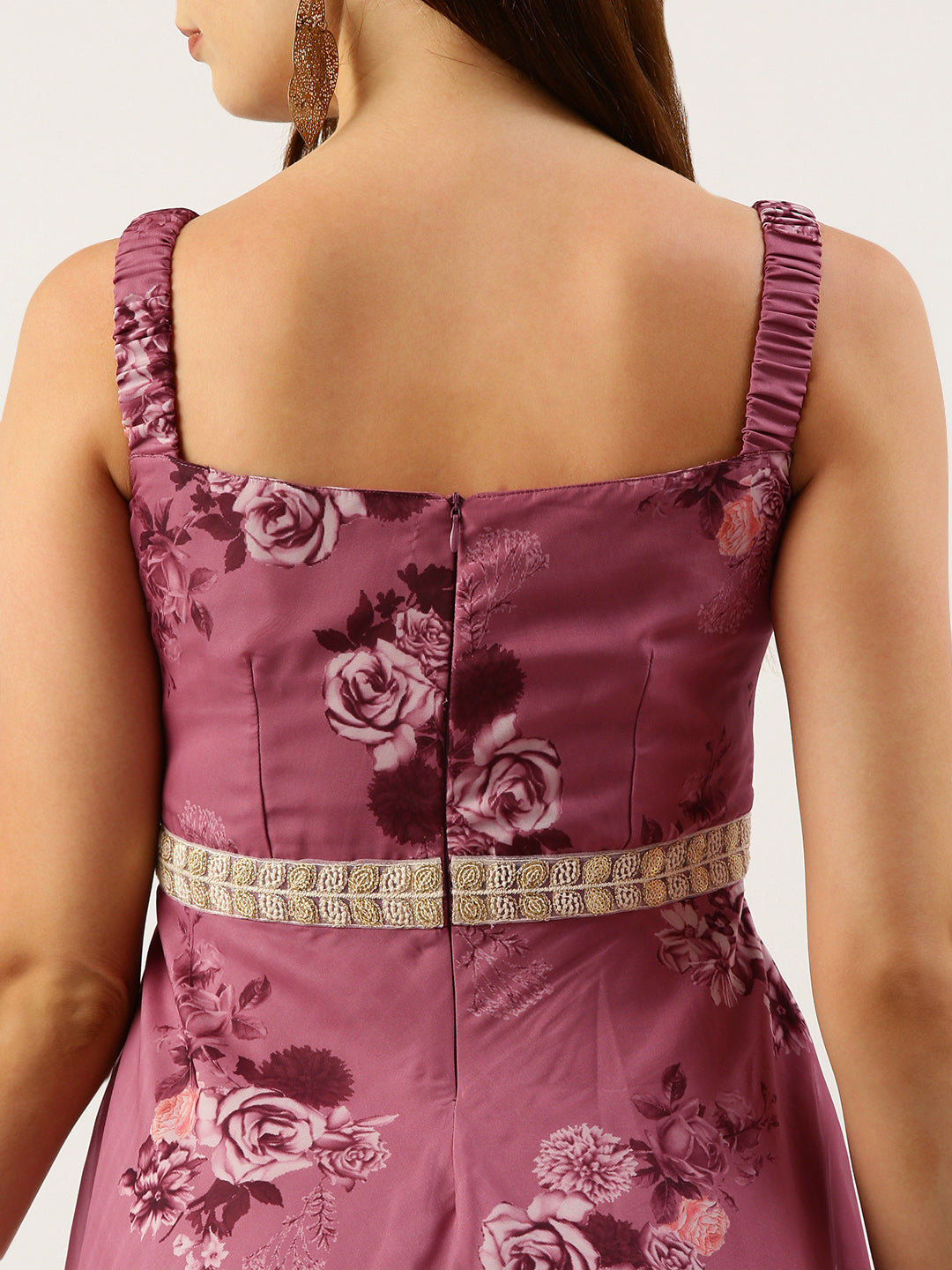 Bollywood Vogue Ready To Wear Mauve Digital Printed Organza Suit Set - Look Shot