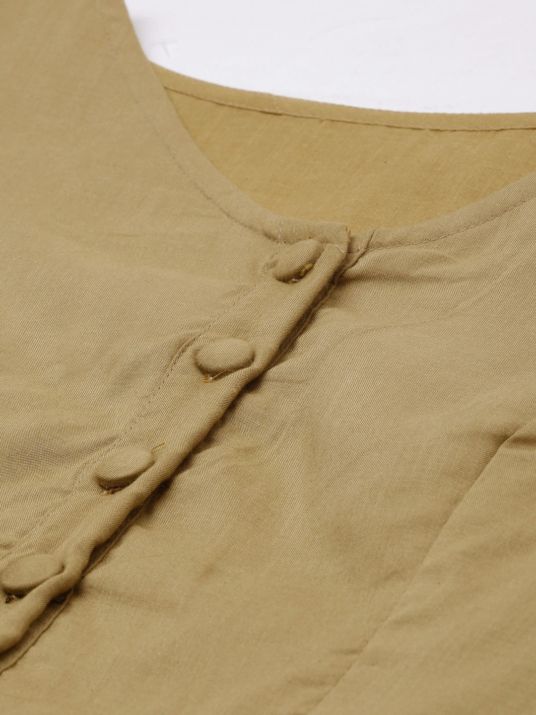 Bollywood Vogue Ready To Wear Khaki Modal V Neck Dress - Look Shot