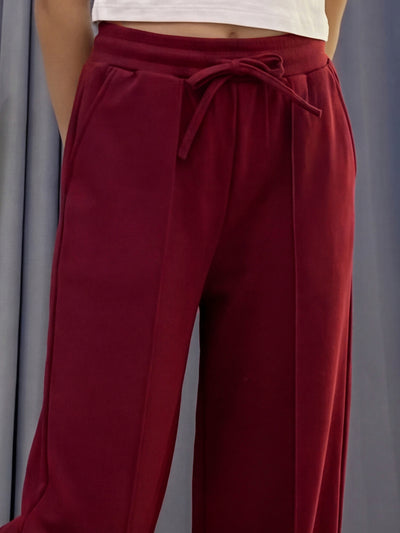 Lil Tomatoes Girls Cotton Looper Trackpant - Cranberry
