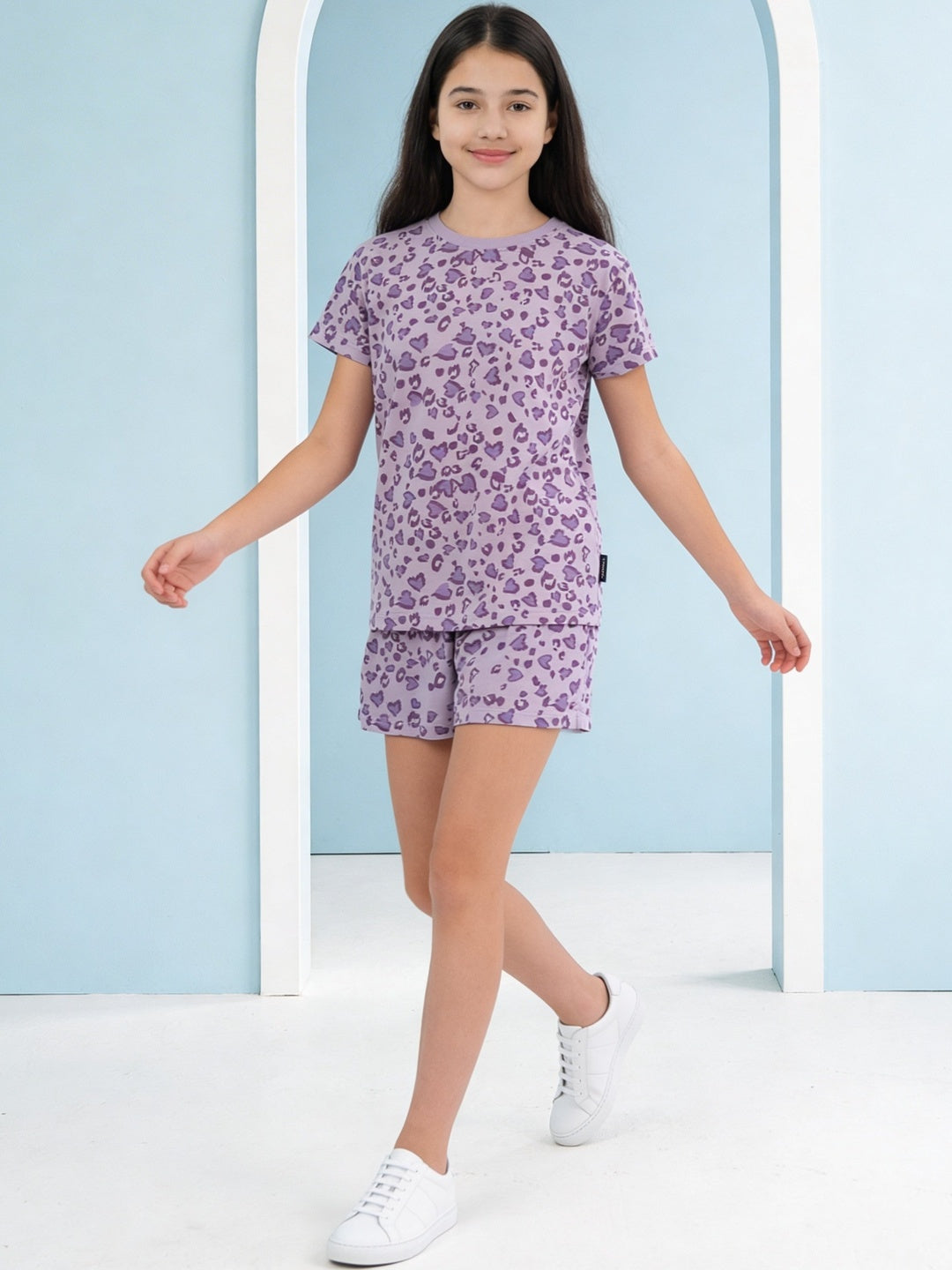Lil Tomatoes Girls Cotton Night Suits - Lilac