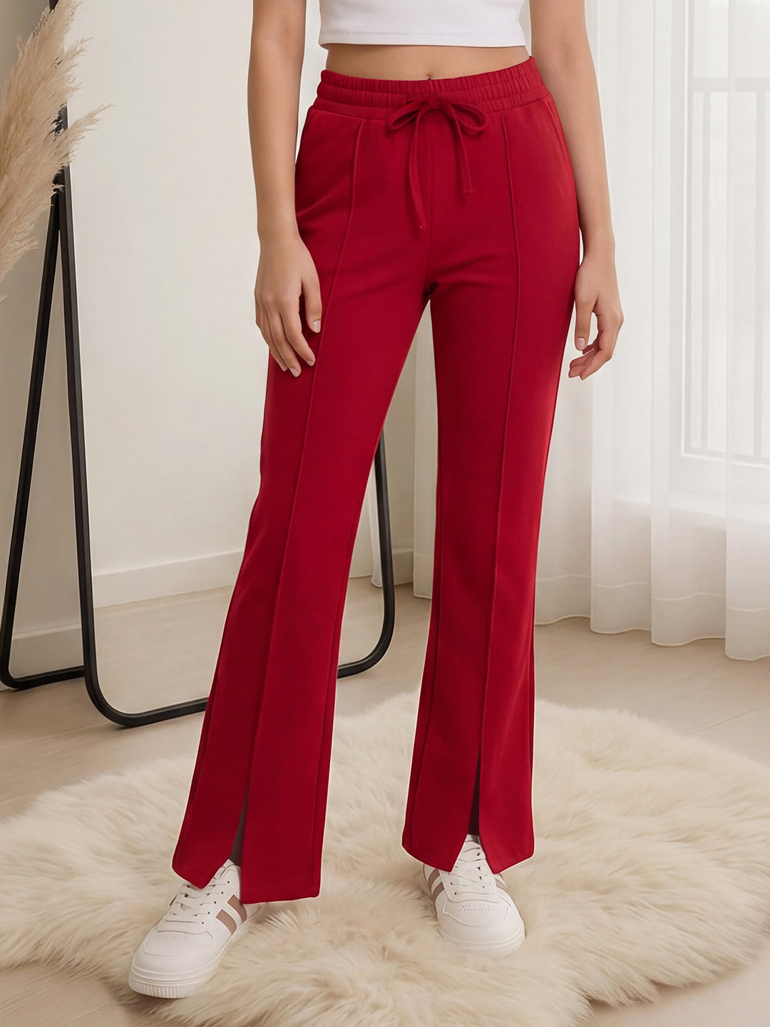 Lil Tomatoes Girls Cotton Looper Trackpant - Cranberry