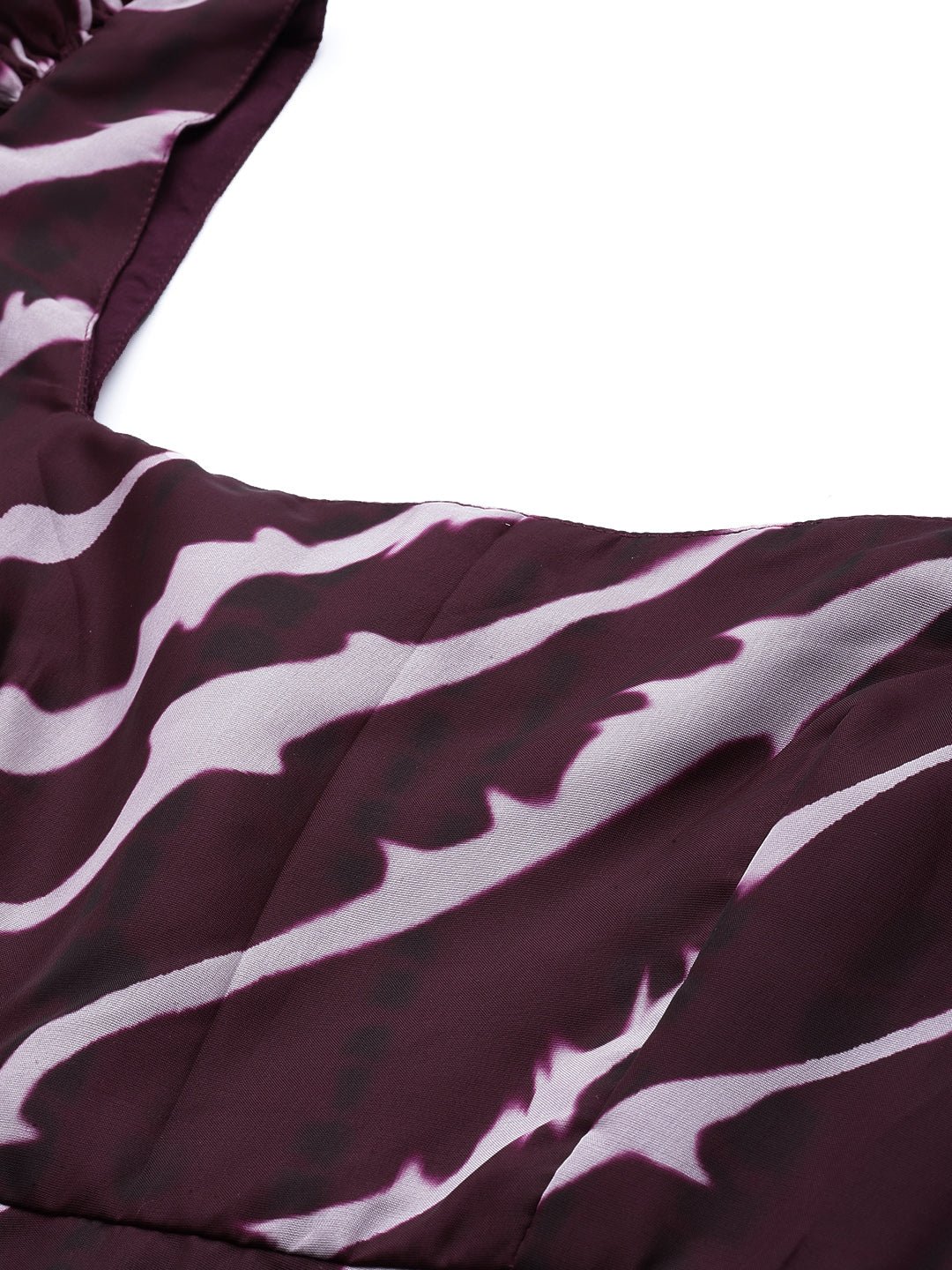 Bollywood Vogue Ready To Wear Wine Digital Printed Organza Dress - Additional View 1