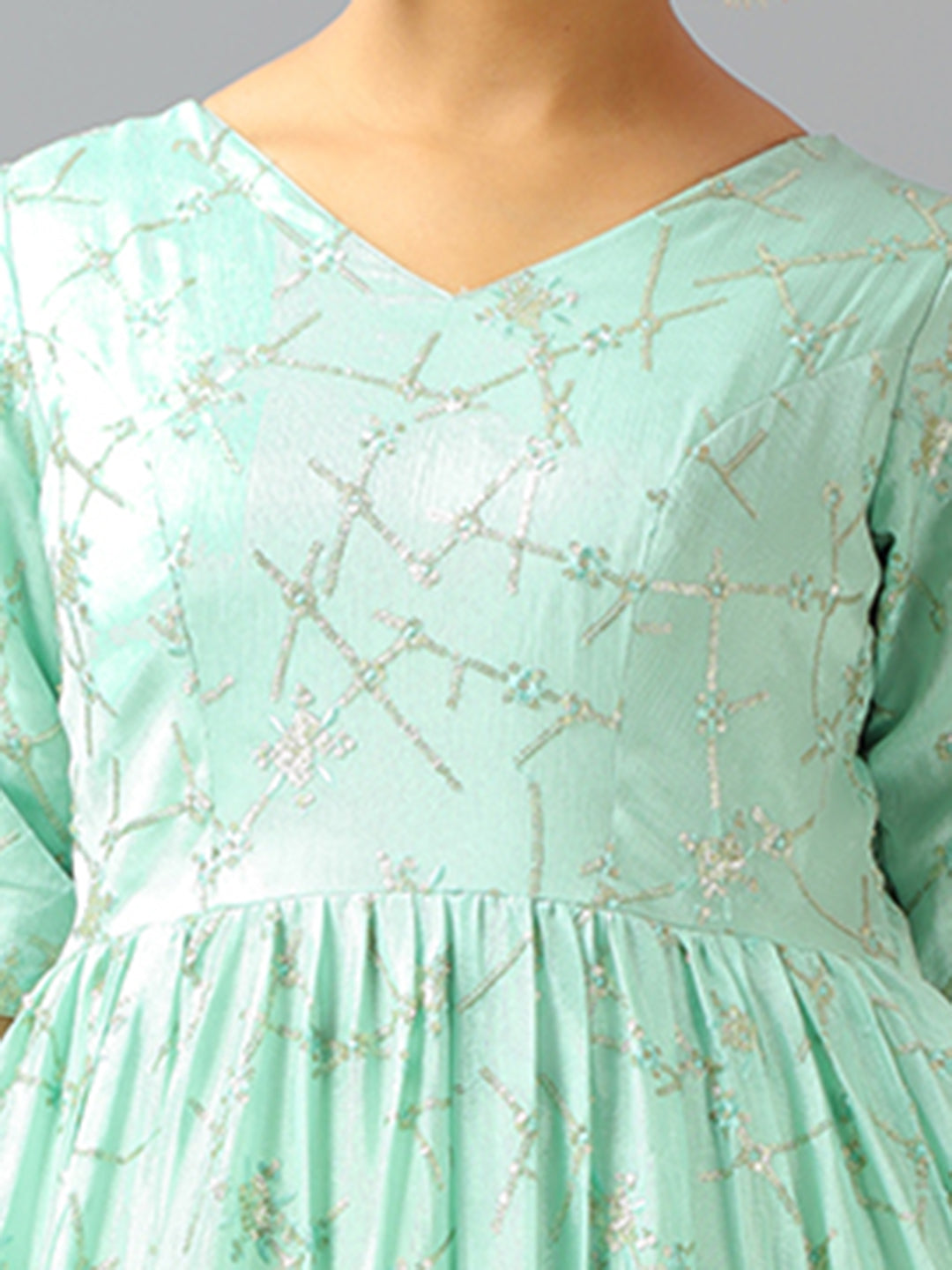 Bollywood Vogue Ready To Wear Classic Pistachio Green Embroidered Anarkali Suit - Additional View 1