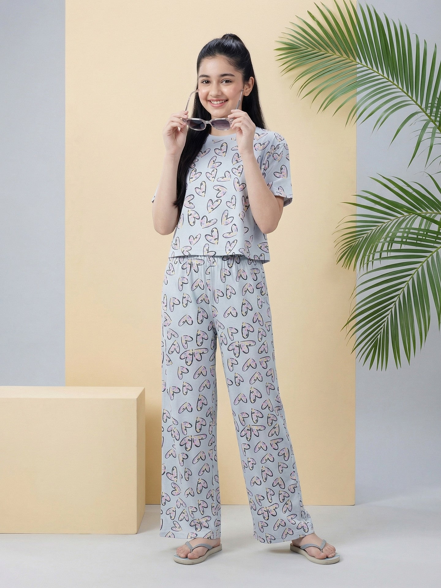 Lil Tomatoes Girls Cotton Night Suits - Powder Blue